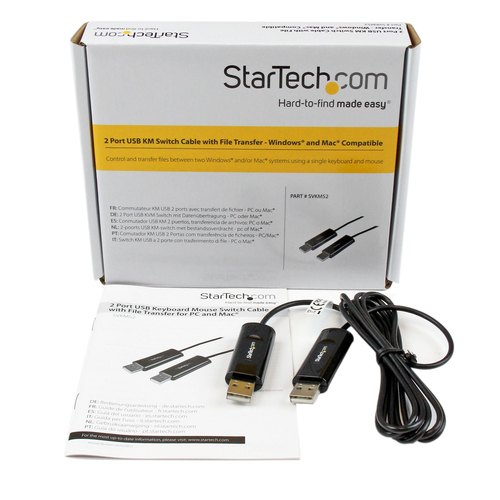 StarTech.com 2-poorts USB-toetsenbord/muis-schakelkabel met bestandsoverdracht voor pc en Mac