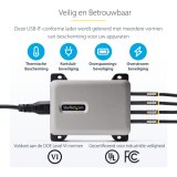 StarTech.com 4-Port Multi-Device USB-C Oplader, Totaal 240W, Single Port 140W EPR, PD 3.1, Poorten met Schroefvergrendeling, Opbouwmontage, Ideaal voor Vergaderzalen