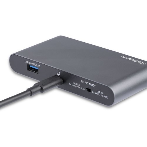 StarTech.com USB-C Dock - 4K Dual Monitor DisplayPort - Mini Laptop Docking Station - 100W Power Delivery Passthrough - GbE, 2-Port USB-A Hub - USB Type-C Multiport Adapter - 1m kabel