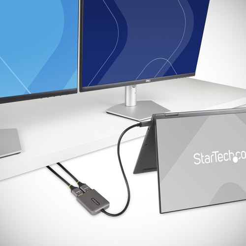 StarTech.com USB-C MST HUB, USB-C naar Dual HDMI 4K 60Hz, USB Type C Multi Monitor Adapter voor Laptop met 30cm kabel, DP 1.4 Multi-Stream Transport Hub, USB-C naar HDMI Splitter voor 2 Schermen
