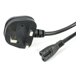StarTech.com 1m UK Computer Stroomkabel, BS 1363 naar C7, 2.5A 250V, 18AWG, Zwart, UK Laptop Vervangkabel, Printer Voedingskabel, Laptop Lader Kabel / Laadkabel, UL-Listed