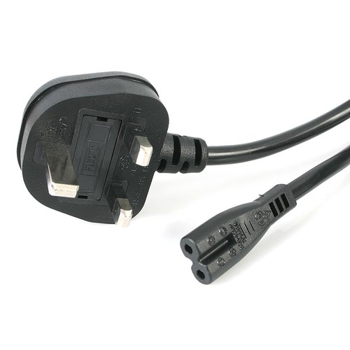 StarTech.com 1m UK Computer Stroomkabel, BS 1363 naar C7, 2.5A 250V, 18AWG, Zwart, UK Laptop Vervangkabel, Printer Voedingskabel, Laptop Lader Kabel / Laadkabel, UL-Listed