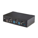 StarTech.com 2-Port DisplayPort KVM Switch, 8K 60Hz / 4K 144Hz, Single Display, DP 1.4, 2x USB 3.0 Ports, 4x USB 2.0 HID Ports, Drukknop & Hotkey Schakelaar, TAA Compliant, OS Onafhankelijk, Metalen Behuizing