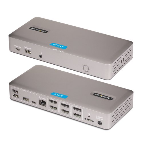 StarTech.com Triple-Monitor USB4 Docking Station, 4K 60Hz HDMI of DisplayPort, 100W Laptop Charging, 2.5GbE, USB-C Multi-Monitor Dock, Zonder Drivers