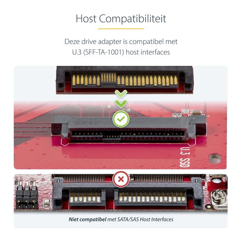 StarTech.com M.2 naar U.3 Adapter voor M.2 NVMe SSDs, PCIe M.2 Schijf naar 2.5inch U.3 (SFF-TA-1001) Host Adapter/Converter, TAA Compliant, 2.5" Drive Form Factor