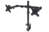Manhattan Bureaubeugel voor 2 TV’s en monitoren (Volledig Verstelbaar), voor schermen 10"–27", met tafelklem, VESA-compatibiliteit: 75x75 en 100x100 mm (controleer de afmetingen van de vier montagegaten aan de achterzijde), max. 8 kg per scherm, zwart