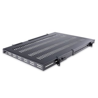 StarTech.com 1U 4-Post Verstelbare Geventileerde Plank voor Server Rack - 150 kg - 49,5 tot 97,4 cm Rack Shelf met Instelbare Montagediepte - Universeel Schap voor 19" AV, Data & Netwerk Rack Apparatuur
