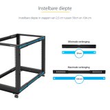 StarTech.com 4-Post 12U Mobiel Open Frame Server Rack, 19" Patchkast met Wielen en 4 Stijlen, Open Serverkast met Verstelbare Diepte voor Computer / AV / Netwerk Apparatuur - Wielen, Stelvoeten of Vloermontage