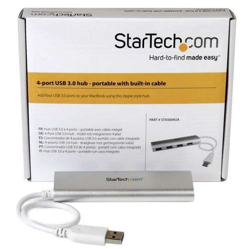 StarTech.com 4-Port USB Hub, USB A naar 4x USB-A Ports, USB 5Gbps, Bus-Powered, Robuust Ontwerp, Compacte USB 3.0 Laptop Hub