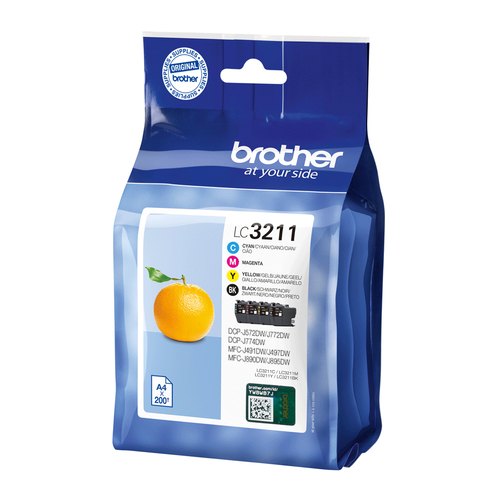 Brother LC3211VAL inktcartridge 4 stuk(s) Origineel Normaal rendement Zwart, Cyaan, Magenta, Geel