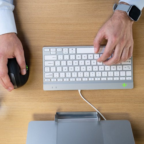 R-Go Tools Ergonomisch toetsenbord R-Go Compact Break, compact toetsenbord met pauzesoftware, QWERTY (US), bedraad, wit