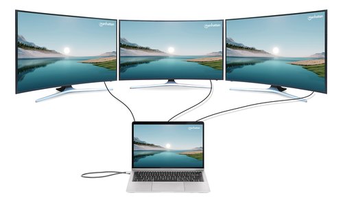 Manhattan USB-C dock/hub met kaartlezer, poorten (10): 3,5 mm audio, DisplayPort, Ethernet, HDMI (2×), USB-A (3×) en USB-C (2×), met PD 100W -vereist een externe USB-C-lader (niet inbegrepen). USB-gevoed (geen externe voeding vereist) wanneer PD niet wordt gebruikt