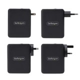 StarTech.com 140W USB-C Wandlader, 3x USB-C/1x USB-A, APFC, PD 3.1 Internationale GaN Power Adapter voor MacBook/Dell XPS/Inspiron