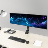 ACT Monitorarm 27" office, crossbar, 2 schermen, eenvoudig in hoogte verstelbaar
