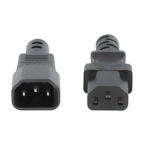Manhattan Voedingskabel C14 male naar C13-connector, voor aansluiting monitor op pc, 5 m, 10 A, zwart, netkabel, levenslange garantie