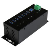 StarTech.com 7-Port USB 3.0 Hub - 5Gbps - Metalen Industriële USB-A Hub met ESD-bescherming & 350W overspanningsbeveiliging - Din Rail/Wand/Bureau Monteerbaar - TAA Compliant USB Expander Hub