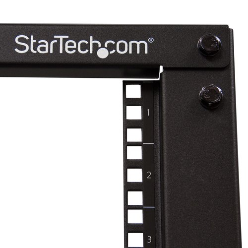 StarTech.com 4-Post 12U Mobiel Open Frame Server Rack, 19" Patchkast met Wielen en 4 Stijlen, Open Serverkast met Verstelbare Diepte voor Computer / AV / Netwerk Apparatuur - Wielen, Stelvoeten of Vloermontage