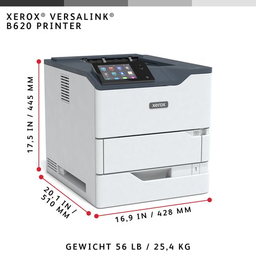 Xerox VersaLink B620 A4 61 ppm dubbelzijdige printer PS3 PCL5e/6 2 laden 650 vel
