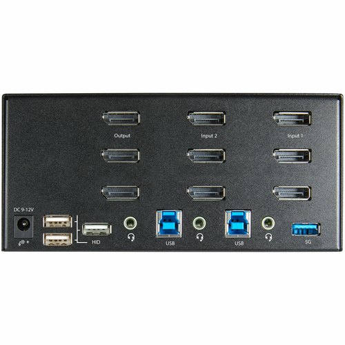StarTech.com 2 Port Triple Monitor KVM HDMI Switch, 4K 60Hz Ultra HD HDR, Desktop Hub 4K HDMI 2.0 KVM Schakelaar met 2x USB 3.0 (5Gbps) & 4x USB 2.0 HID, Audio, Hotkey Switching, TAA