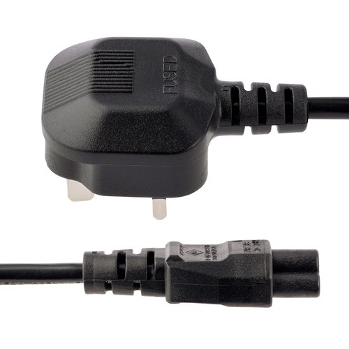 StarTech.com 1m UK Laptop Stroomkabel, BS 1363 to C5 (Clover Leaf), 2.5A 250V, 18AWG, UK Laptop Vervangkabel, Printer Voedingskabel, Laptop Lader Kabel / Laadkabel