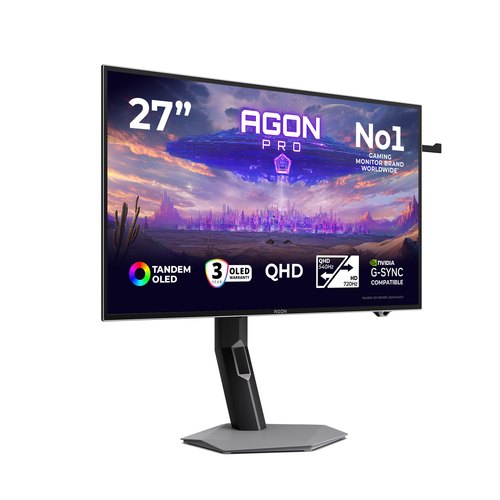 AOC AGON PRO AGP277QKDC computer monitor 67,3 cm (26.5") 2560 x 1440 Pixels Quad HD OLED Grijs
