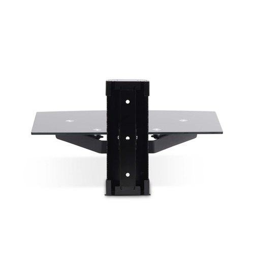 StarTech.com Hangende Wandplank voor Audio/Video Apparatuur, In Hoogte Verstelbaar Schap voor Onder TV, Hangend Wandmeubel, Organiseer uw A/V apparatuur op dit zwart gehard glazen schap