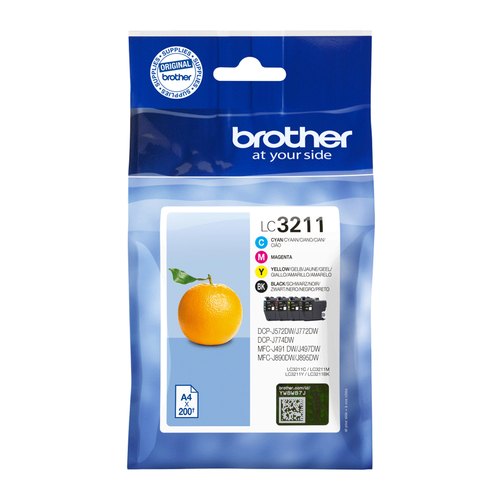 Brother LC3211VAL inktcartridge 4 stuk(s) Origineel Normaal rendement Zwart, Cyaan, Magenta, Geel