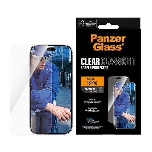PanzerGlass ® Screen Protector iPhone 18 Pro | Classic fit w. EasyAligner Doorzichtige schermbeschermer 1 stuk(s)