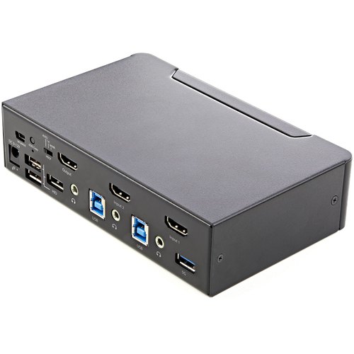 StarTech.com 2 Port Single Monitor KVM HDMI Switch, 4K 60Hz Ultra HD HDR, Desktop Hub 4K HDMI 2.0 KVM Schakelaar met 2x USB 3.0 (5Gbps) & 4x USB 2.0 HID, Audio, Hotkey Switching, TAA