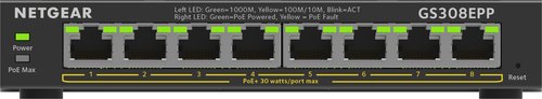 NETGEAR 8-Port Gigabit Ethernet High-Power PoE+ Plus Switch (GS308EPP)