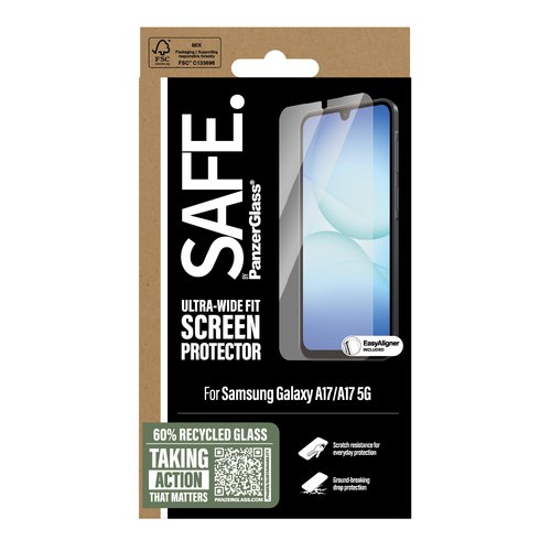 PanzerGlass SAFE. by ® Screen Protector Samsung Galaxy A17 | A17 5G | Ultra-Wide Fit w. EasyAligner Doorzichtige schermbeschermer 1 stuk(s)
