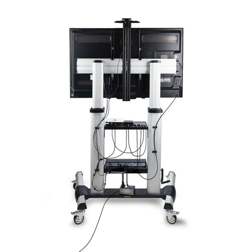 StarTech.com Verrijdbare TV Standaard op Wielen voor 60-100inch Flat Screens tot 100kg, In Hoogte Verstelbaar via Krukas, Mobiele Televisie Standaard/Trolley