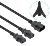 Manhattan Y-splittervoedingskabel C14 male naar 2x C13-connector, monitor naar pc, 1,8 m, 10 A, zwart, voedt twee apparaten via één PDU, netkabel, levenslange garantie