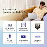 ASUS Vivobook S16 S5652MA-TK134W Intel Core 7 350 Laptop 40,6 cm (16") WUXGA 16 GB LPDDR5x-SDRAM 256 GB SSD Wi-Fi 6 (802.11ax) Windows 11 Home Zilver