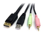 StarTech.com 1,80m 4-in-1 USB DisplayPort KVM-switch Kabel met Audio en Microfoon