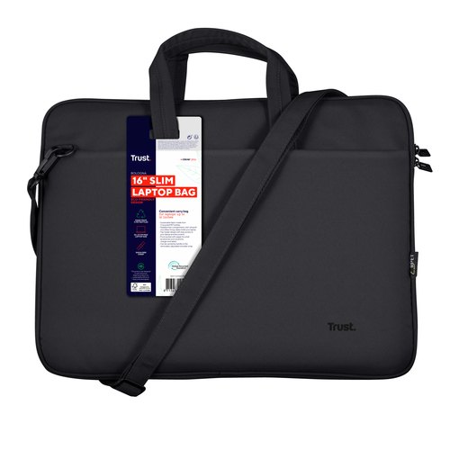 Trust Bologna Laptop Sleeve 16 inch - Laptop sleeve – Voor laptops tot 16 inch – Gerecycled polyester – Zwart