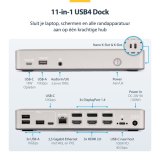 StarTech.com Triple-Monitor USB4 Docking Station, 4K 60Hz HDMI of DisplayPort, 100W Laptop Charging, 2.5GbE, USB-C Multi-Monitor Dock, Zonder Drivers