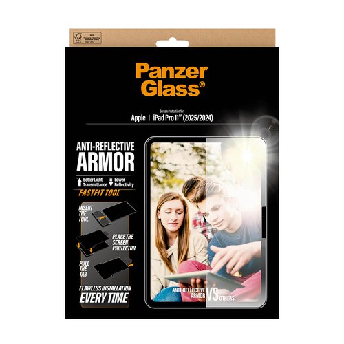 PanzerGlass ® Anti-Reflective Armor Screen Protector iPad Pro 11" (2024-2025) | Ultra-Wide Fit w. FASTFIT TOOL Doorzichtige schermbeschermer Apple 1 stuk(s)