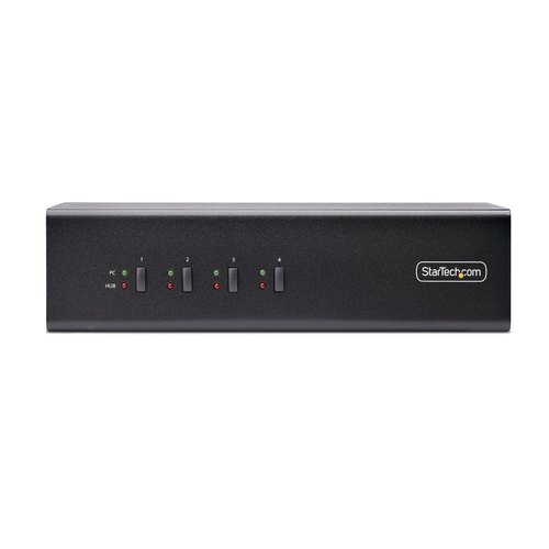 StarTech.com 4-Port Dual-Monitor DisplayPort KVM Switch, 4K 60Hz, 2x USB 5Gbps Hub Ports, 2x USB 2.0 HID Ports, Hotkey/Drukknop Schakeling, TAA Compliant, 3.5mm Audio, HDCP