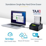 StarTech.com Single Bay Hard Drive Wisser, Standalone HDD/SSD Sanitizer/Eraser, 4Kn, USB 3.0 naar SATA III (6 Gbps), 9 Wismodi, LCD Display, Hard Disk Secure Erase Dock, DB-9 Printer Poort, TAA Compliant