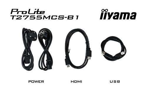 iiyama ProLite T2755MSC-B1 computer monitor 68,6 cm (27") 1920 x 1080 Pixels Full HD LED Touchscreen Tafelblad Zwart
