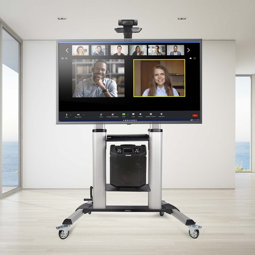 StarTech.com Verrijdbare TV Standaard op Wielen voor 60-100inch Flat Screens tot 100kg, In Hoogte Verstelbaar via Krukas, Mobiele Televisie Standaard/Trolley