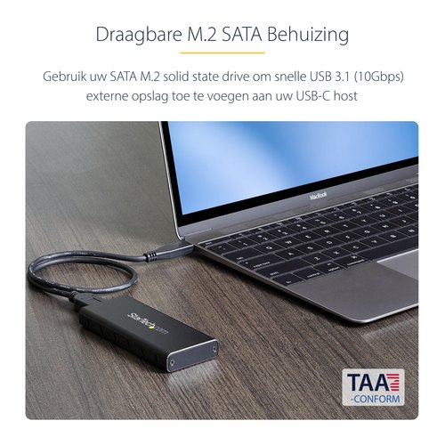 StarTech.com M.2 SSD behuizing voor M.2 SATA SSD - USB 3.1 (10Gbps) met USB-C kabel