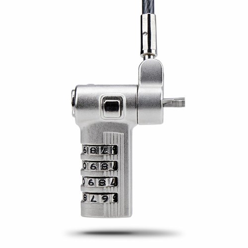 StarTech.com 2m Universeel Laptop Kabelslot, Security Kabel met Vooraf Ingesteld Combinatieslot, Compatibel met Noble Wedge&reg;/Nano/K-Slot, Cijferslot zonder Sleutel, TAA