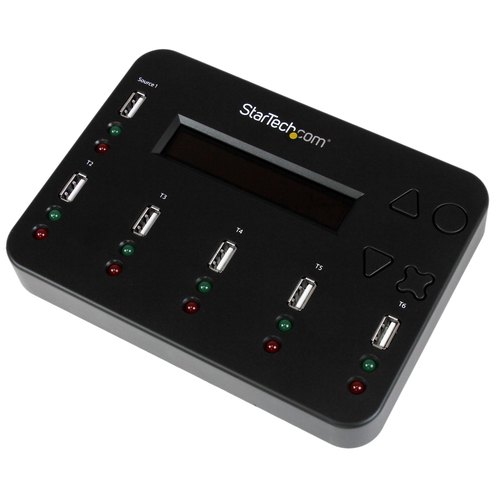 StarTech.com Standalone 1 naar 5 USB Thumb Drive Cloner en Wisser, Multiple USB Flash Drive Kloner,System/File/Whole-Drive Copy aan 1.5 GB/min, Single en 3-Pass Erase, LCD Display