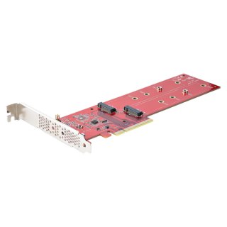 StarTech.com Dual M.2 PCI Express SSD Adapter Kaart, PCIe x8 / x16 naar Dual NVMe of AHCI M.2 SSDs, M2 PCIe Adapter, PCI Express 4.0, 7.8GBps/Schijf, PCIe Bifurcatie Vereist, Windows/Linux Compatibel