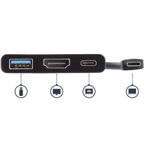 StarTech.com USB-C multiport adapter met HDMI USB 3.0 poort 60W PD zwart