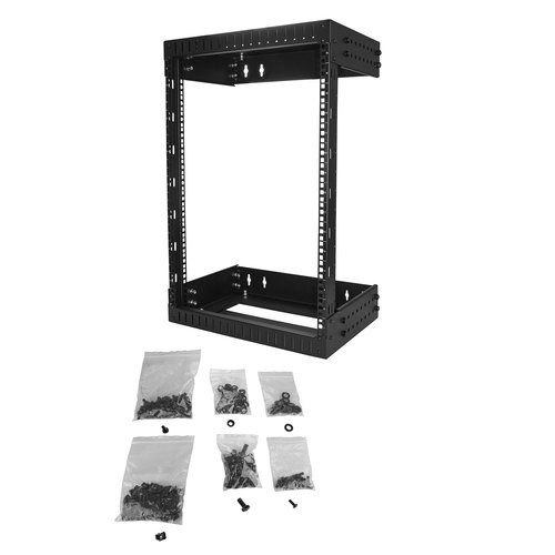 StarTech.com 2 Post 15U Heavy-Duty Wandmonteerbare Server Rack, 19" Open Frame Netwerk Rack met Verstelbare Diepte, Data Rack voor IT/AV/Patchpaneel/Computer Apparatuur, Incl Kooimoeren en Schroeven