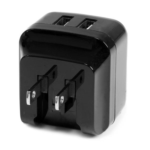 StarTech.com 2-poorts USB-lader hoog vermogen (17 W / 3,4 A) reislader (internationaal) zwart