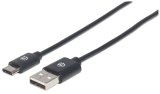 Manhattan USB-C naar USB-A kabel, 3 m, USB 2.0, 480 Mbps, Hi-Speed USB, zwart, levenslange garantie